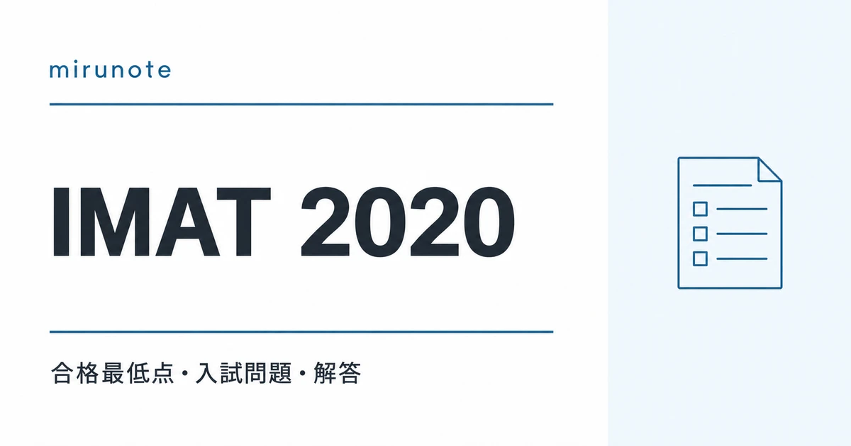 IMAT 2020 合格最低点・入試問題・解答