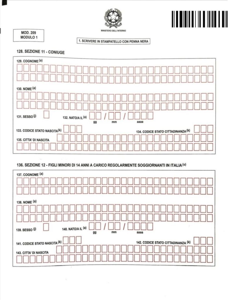 【初回】Permesso di soggiorno(イタリアの滞在許可証)の申請方法と申請用紙の書き方【記入例あり】 22 modulo1-pagia6