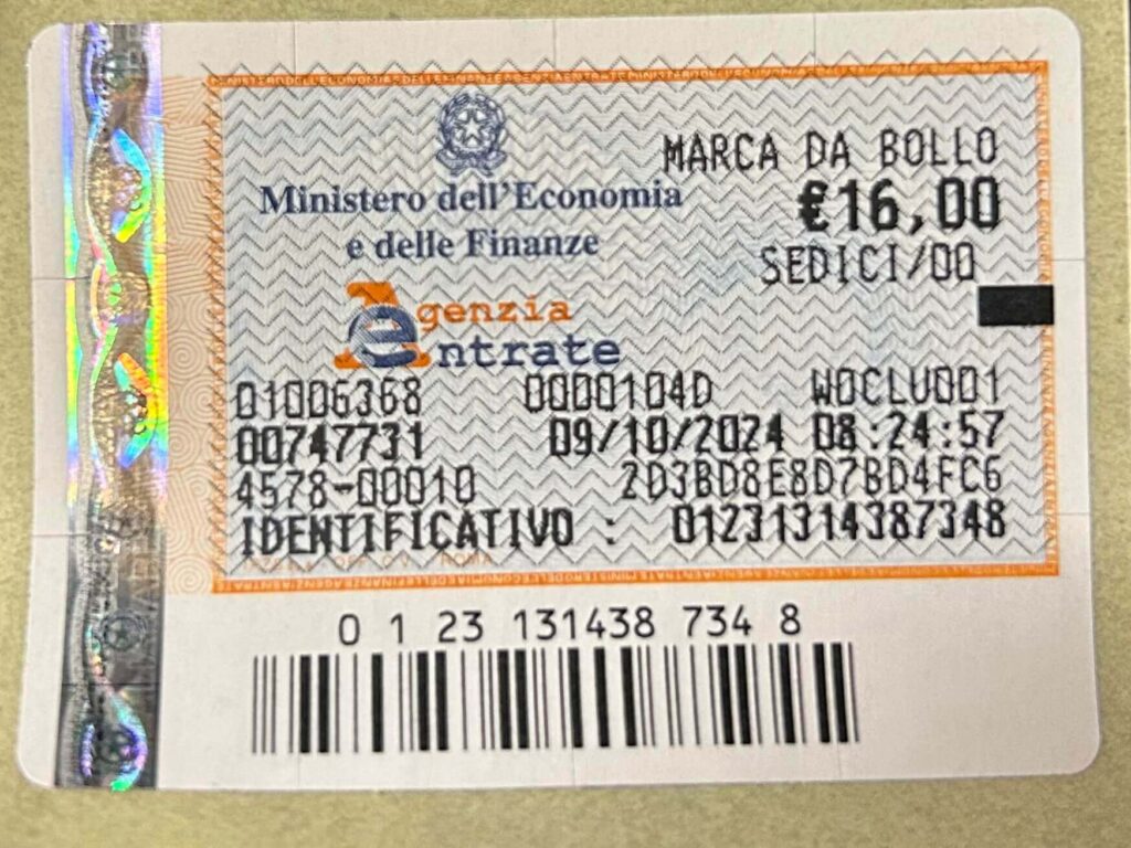 【初回】Permesso di soggiorno(イタリアの滞在許可証)の申請方法と申請用紙の書き方【記入例あり】 8 marca da bollo