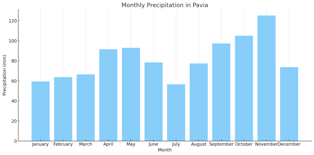 パヴィア大学医学部英語コース(University of Pavia)【イタリア国立医学部】 2 Monthly Precipitation in Pavia