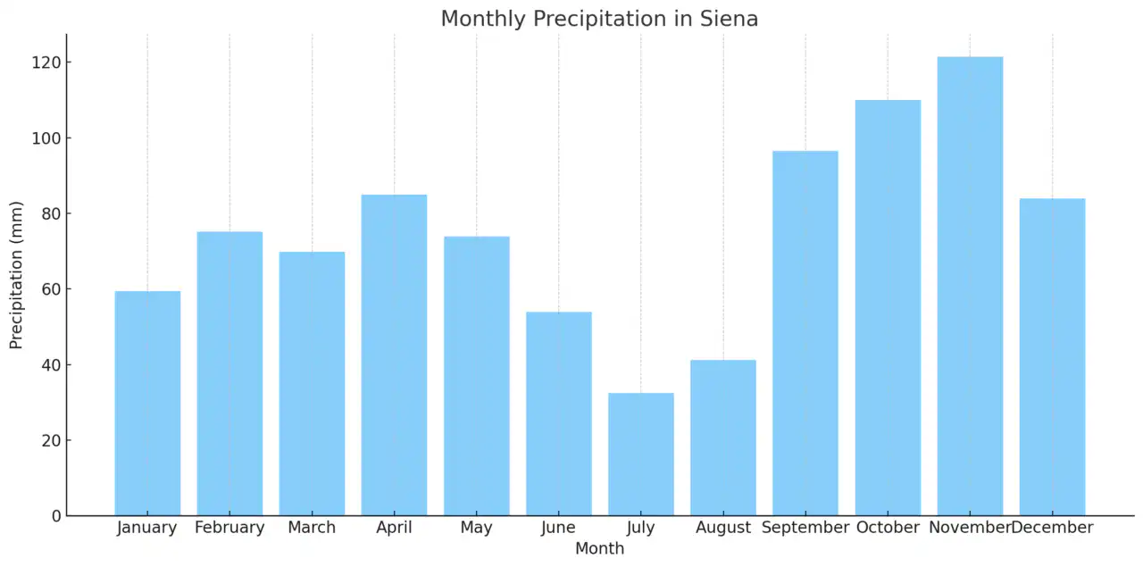 Monthly Precipitation in Siena